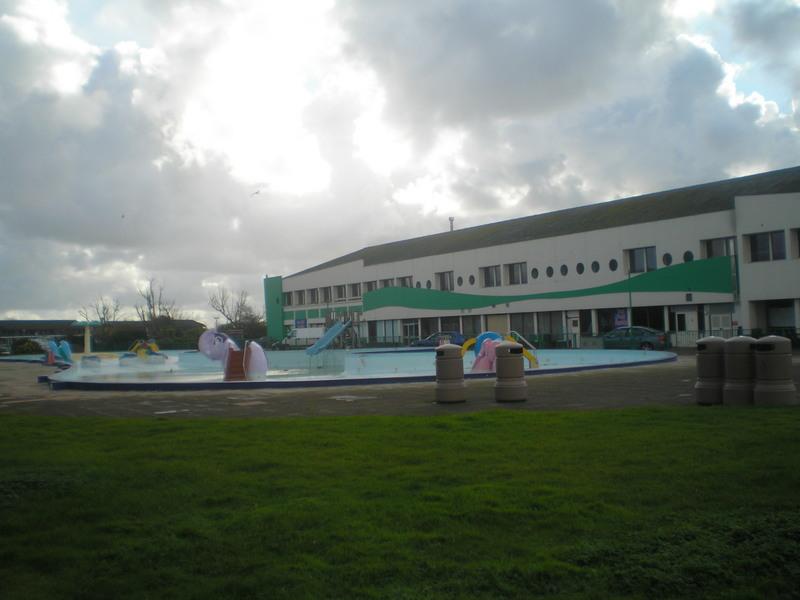 The old funpool with the old reception building in the background