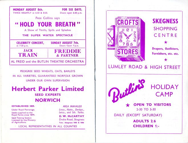 Skegness Butlin Theatre Programme 1949
