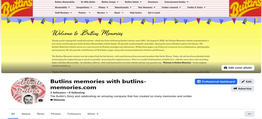 Butlins Memories Website Facebook Page