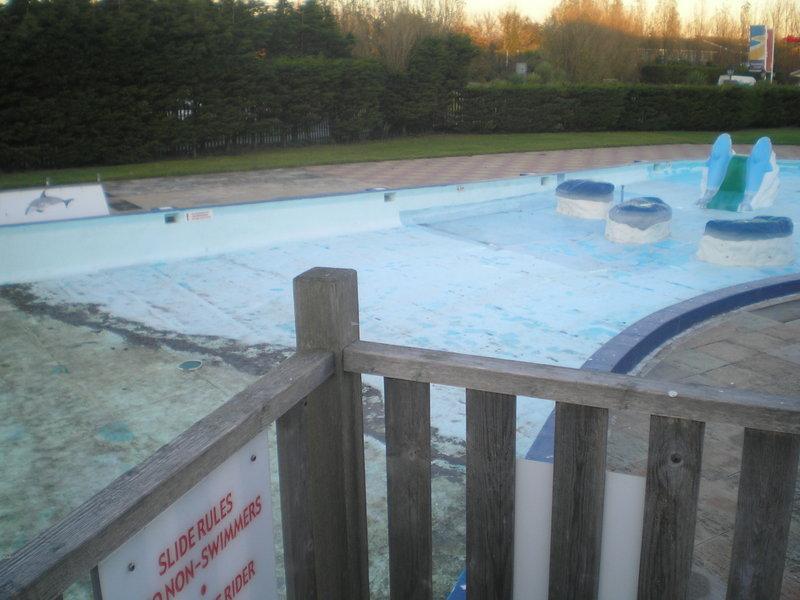 View of the old fun pool taken from the top of the slide