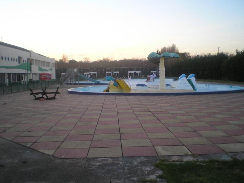 The old funpool with the old reception building to the left