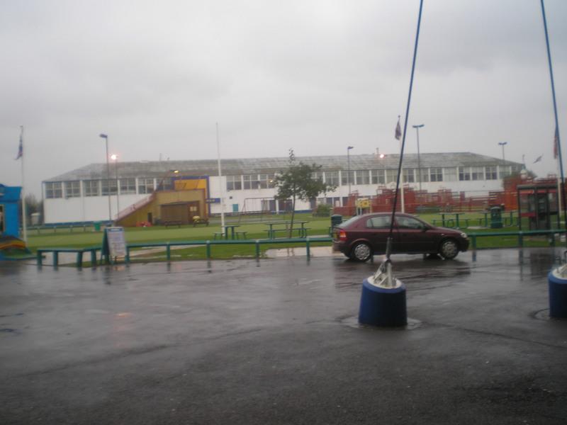 Looking from the Skyline across the green to the old reception building