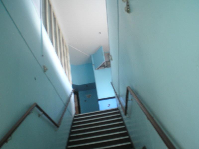 Looking up some stairs in the old reception building