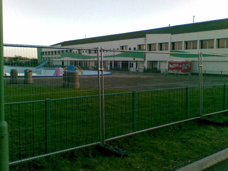 The funpool and reception building, now fenced off