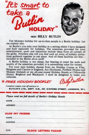 Butlins Leaflet (Back)