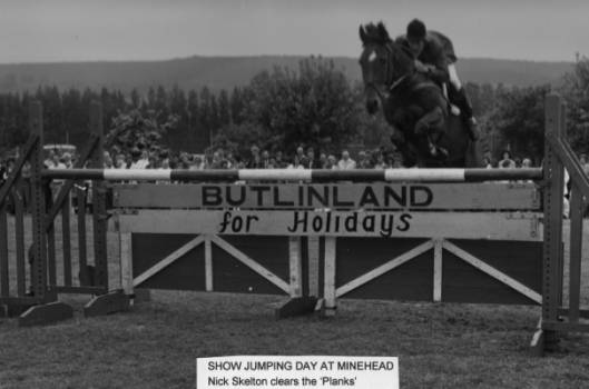 Nick Skelton clearing the planks at Minehead in 1982