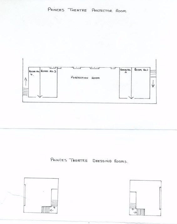 Princes Theatre - Plan of projection room and dressing rooms