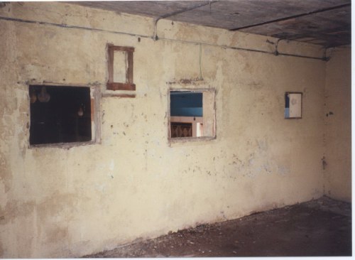 Front wall of projection room showing viewing holes
