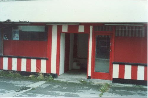Entrance to middle shop & rear of stage