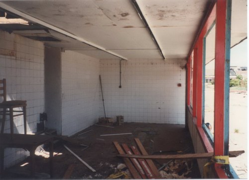 Inside the end shop. The door on the left leads to the prep area