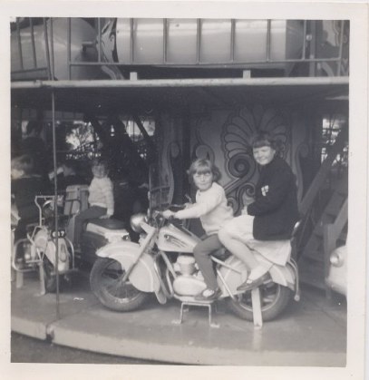 Karen Cooper on the front bike with Anne Brignall & Carol Brown. 1967