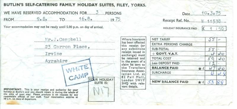 Holiday Booking 1975