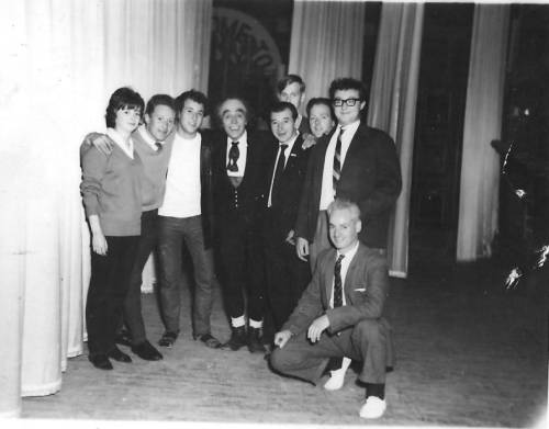 Butlins stagecrew with Max Wall (Sunday star artist) in 1964