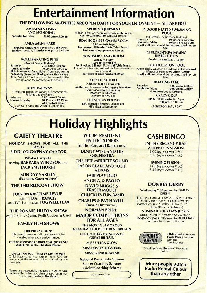 Entertainment Information & Holiday Highlights