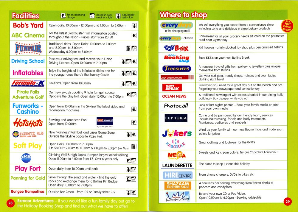 Pages 28 & 29 - Facilities & Where To Shop
