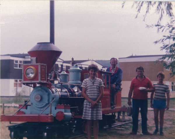 Shaun & his family by the miniature railway engine