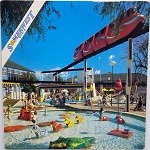 Monorail over outdoor pool