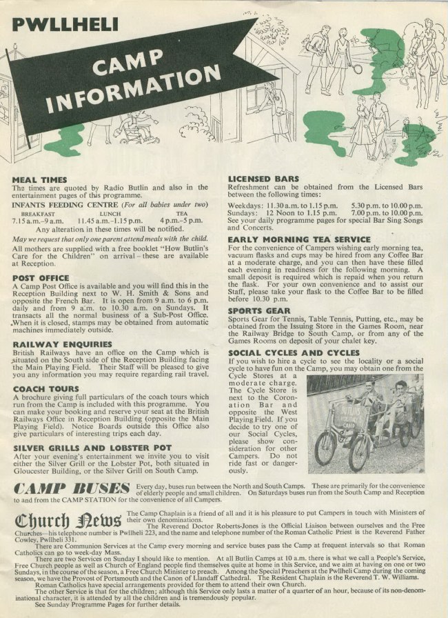 Camp Information Leaflet from 1955