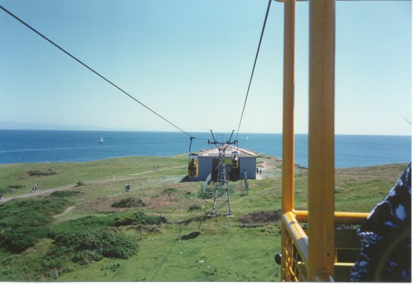 View of the chairlift approaching the beach station