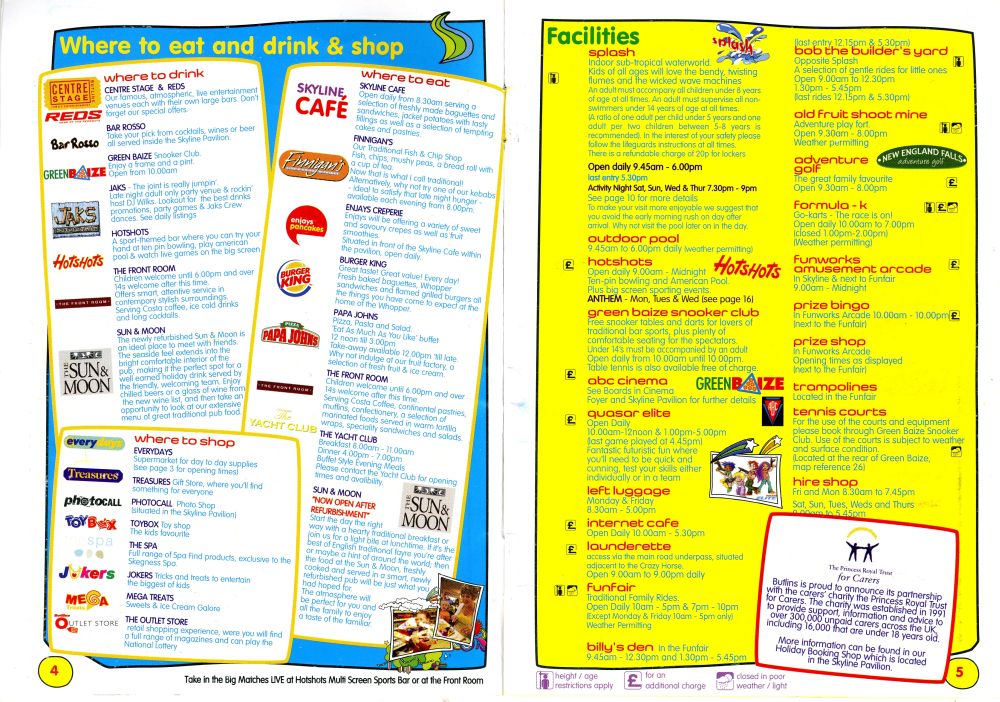 Pages 4 & 5 - Where to Eat, Drink, Shop & Facilities