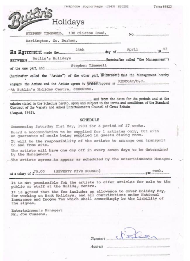 Redcoat D.J. Contract 1982